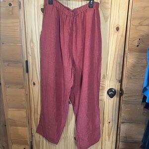 Flax Women's Linen Wide Leg Pants in Red